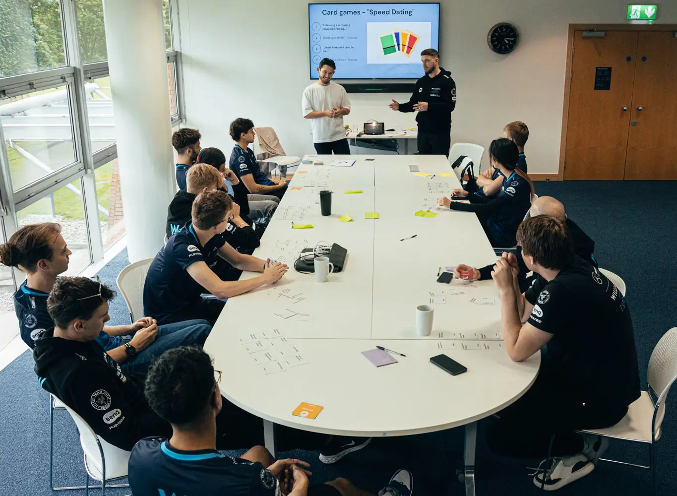Squad workshop with the Williams Sim Racing drivers and staff